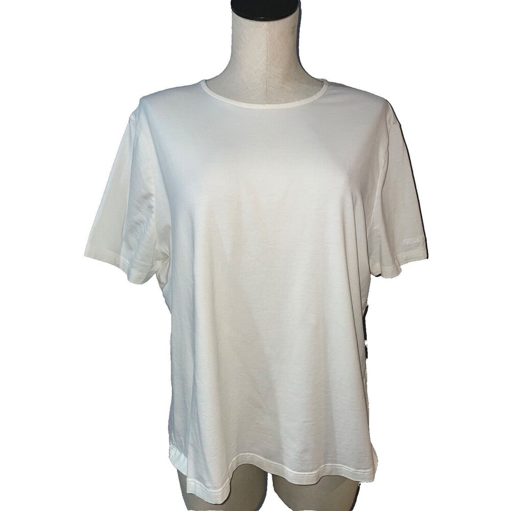 St. John Sport Essentials Women’s T-Shirt size L Ivory Crew Neck made in USA